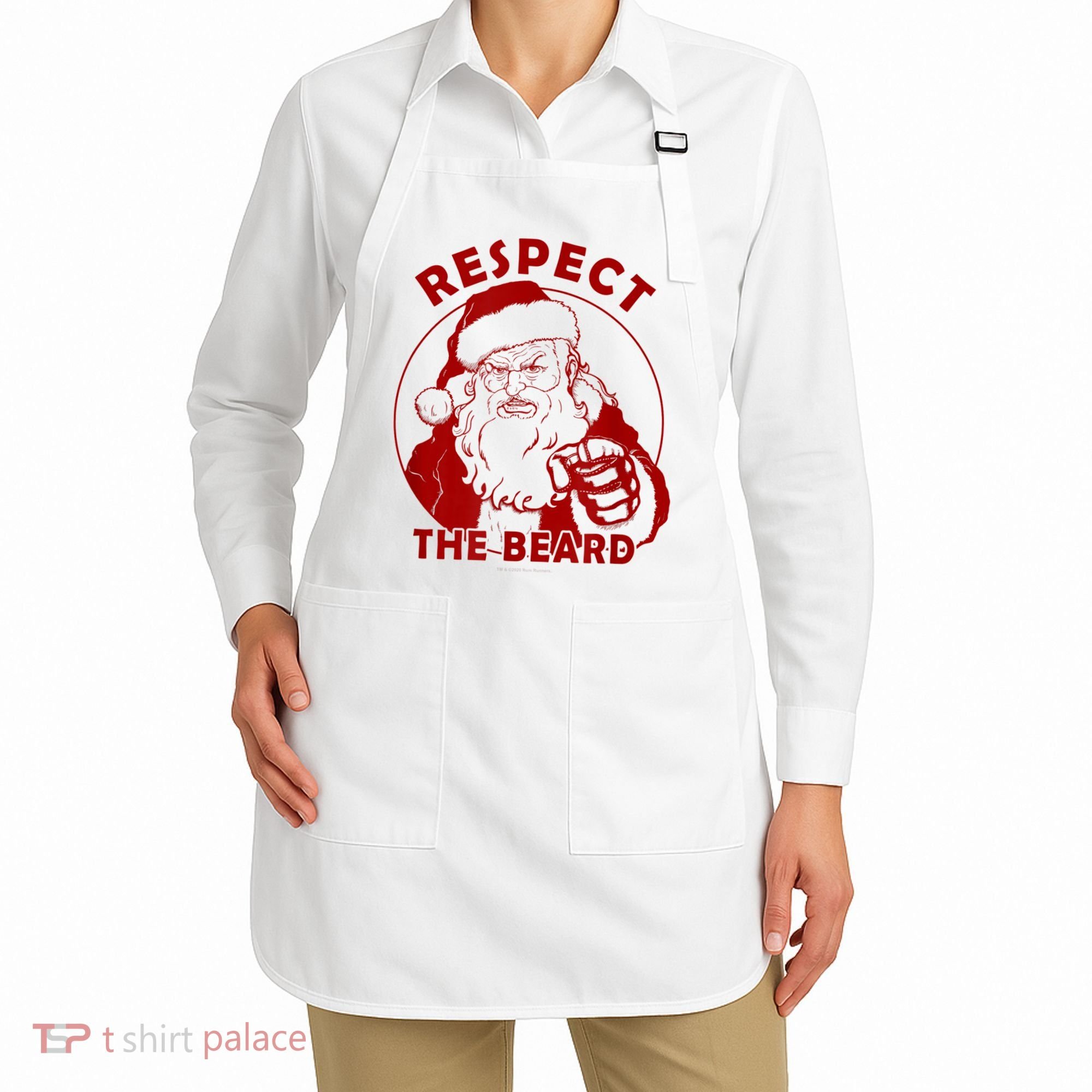 Respect The Beard Santa Claus Funny Christmas Apron