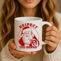 Respect The Beard Santa Claus Funny Christmas Coffee Mug thumb 3