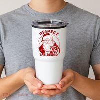 Respect The Beard Santa Claus Funny Christmas Tumbler thumb 2