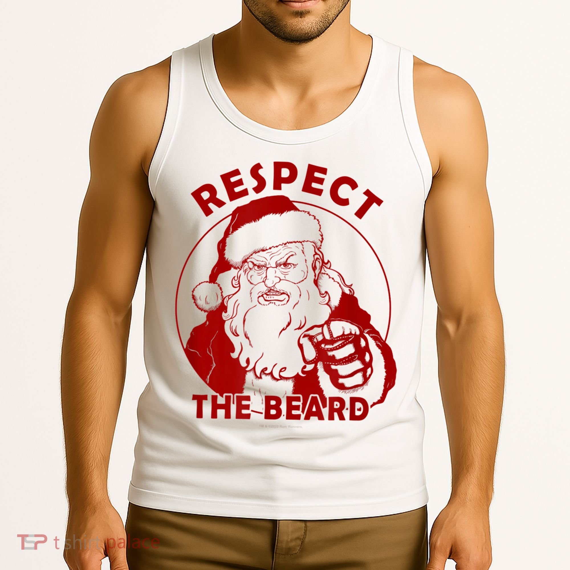 Respect The Beard Santa Claus Funny Christmas Tank Top