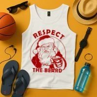 Respect The Beard Santa Claus Funny Christmas Tank Top thumb 4
