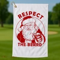 Respect The Beard Santa Claus Funny Christmas Golf Towel thumb 1