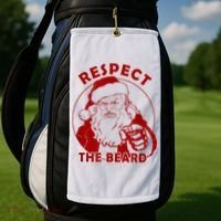 Respect The Beard Santa Claus Funny Christmas Golf Towel thumb 2