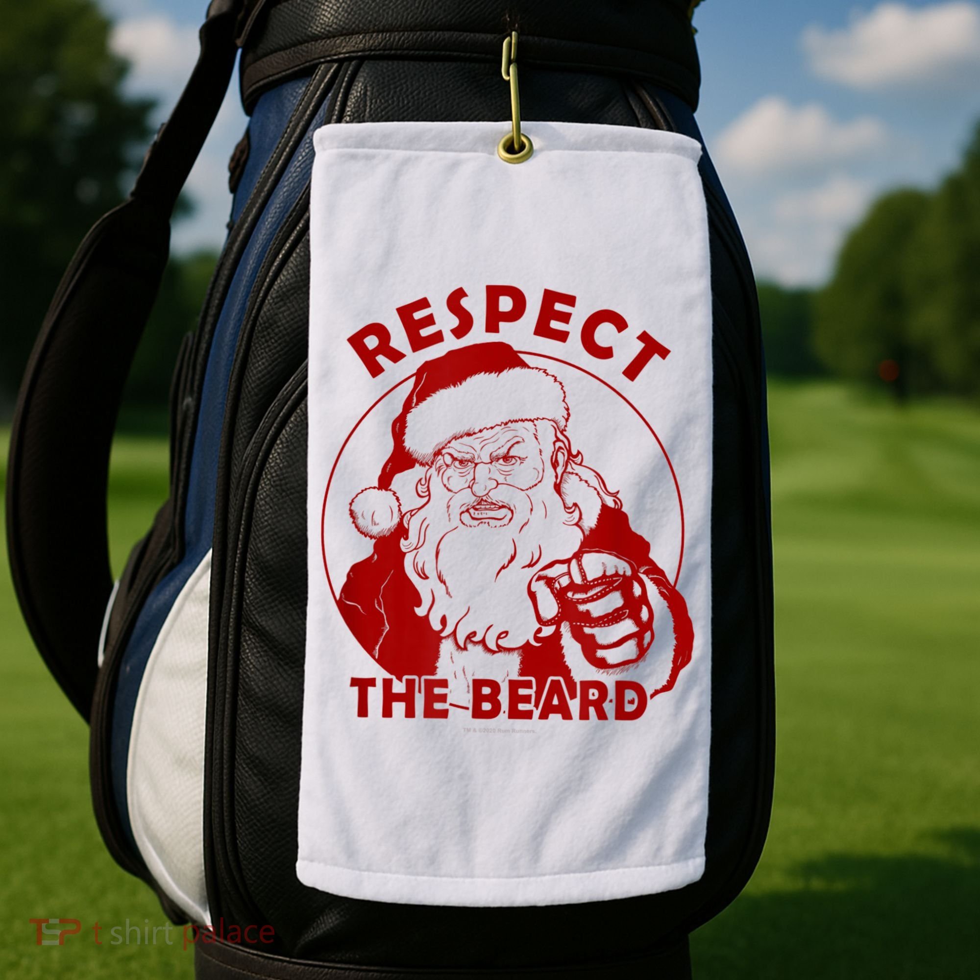 Respect The Beard Santa Claus Funny Christmas Golf Towel