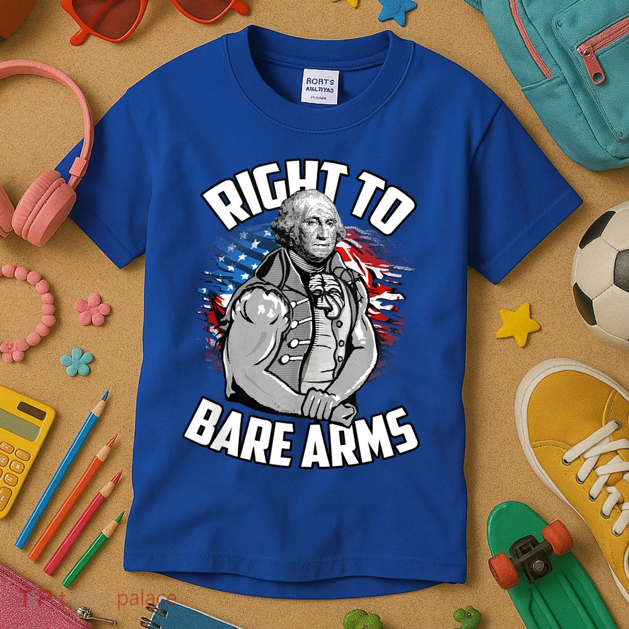 Right To Bare Arms 4th Of July Funny Gym Workout Kids T-Shirt