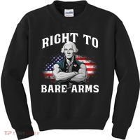 Right To Bare Arms 4th Of July Funny Gym George Washington Kids Sweatshirt thumb 0