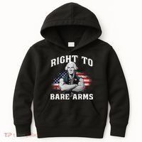 Right To Bare Arms 4th Of July Funny Gym George Washington Kids Hoodie thumb 0