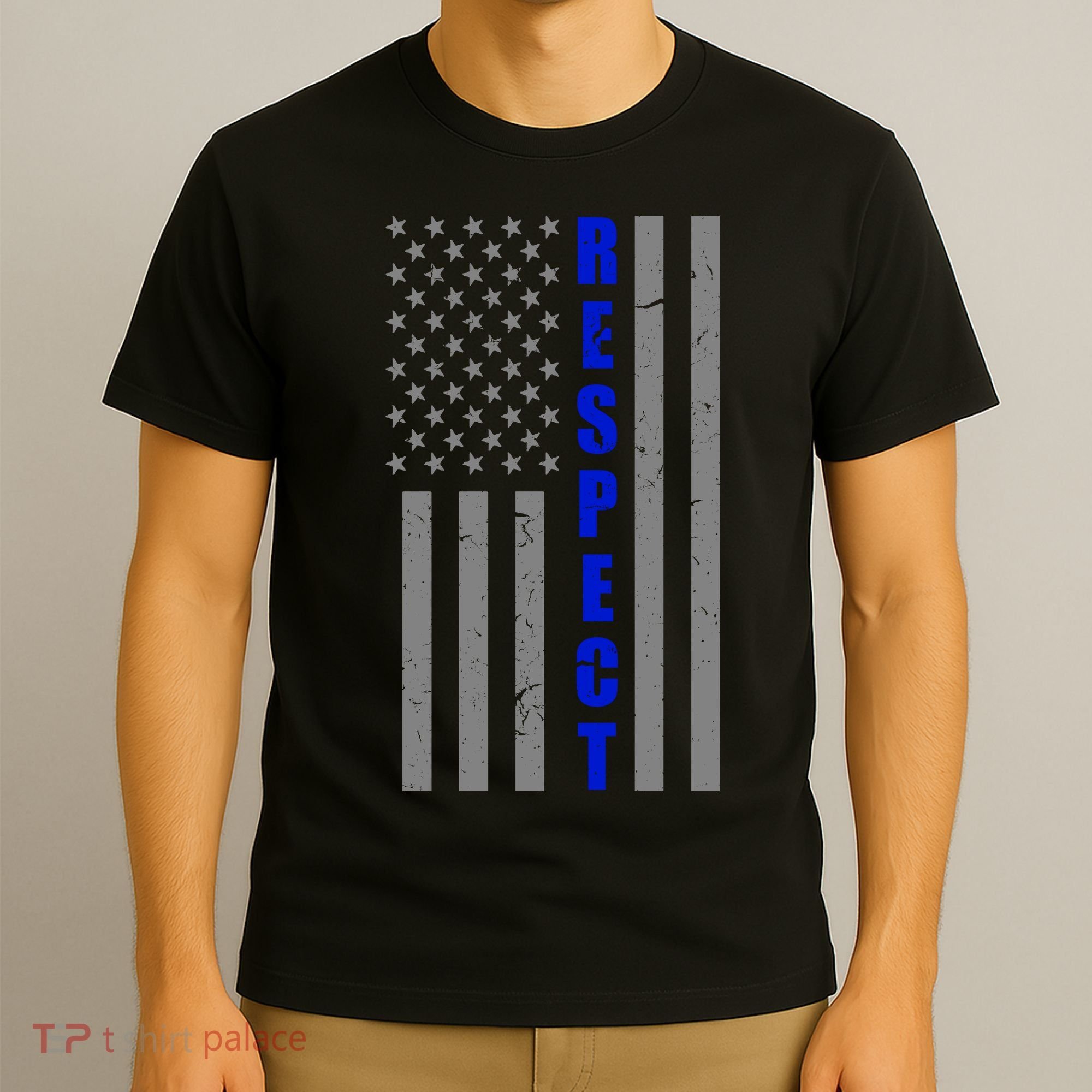 Respect The Blue Support Our Police American Flag T-Shirt