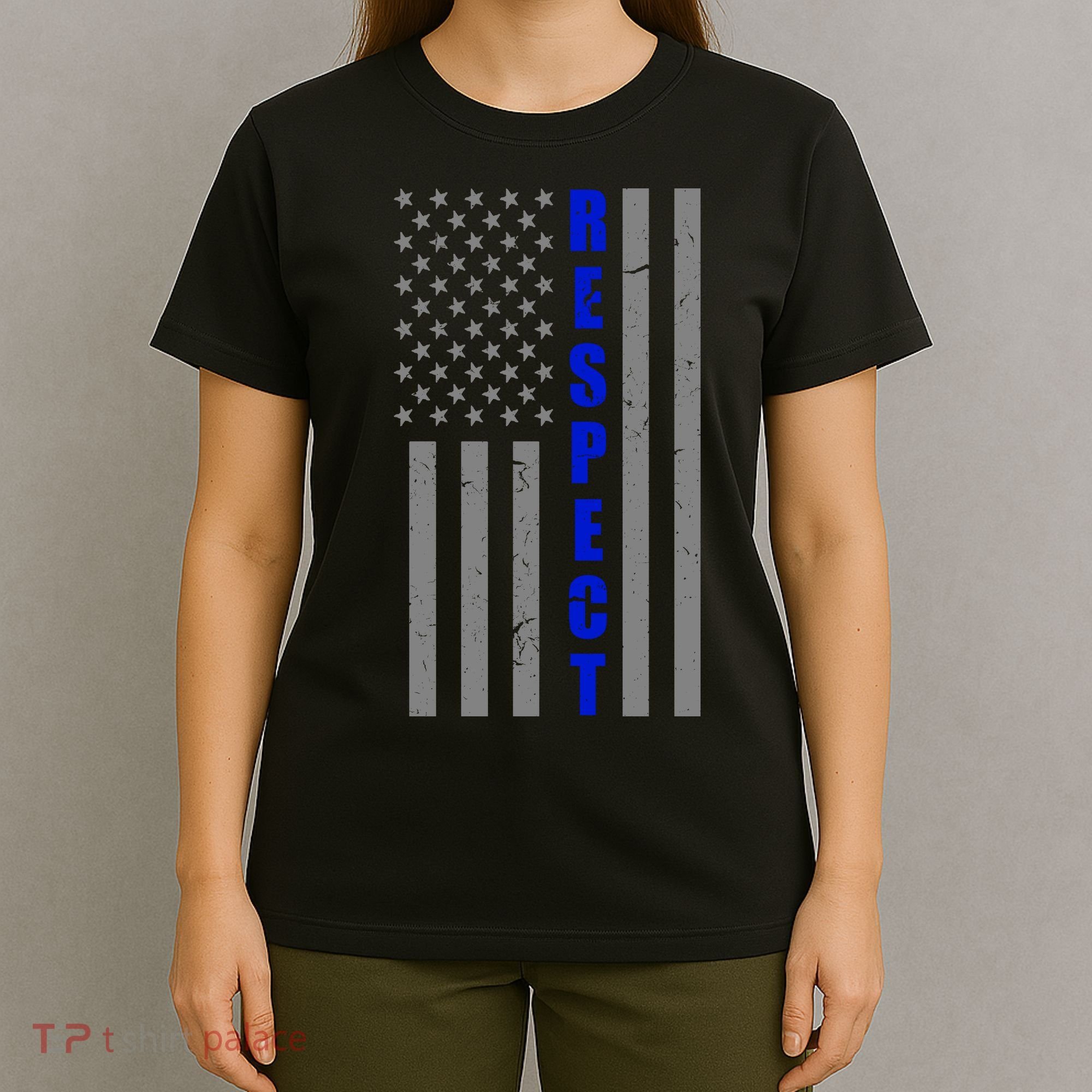 Respect The Blue Support Our Police American Flag T-Shirt
