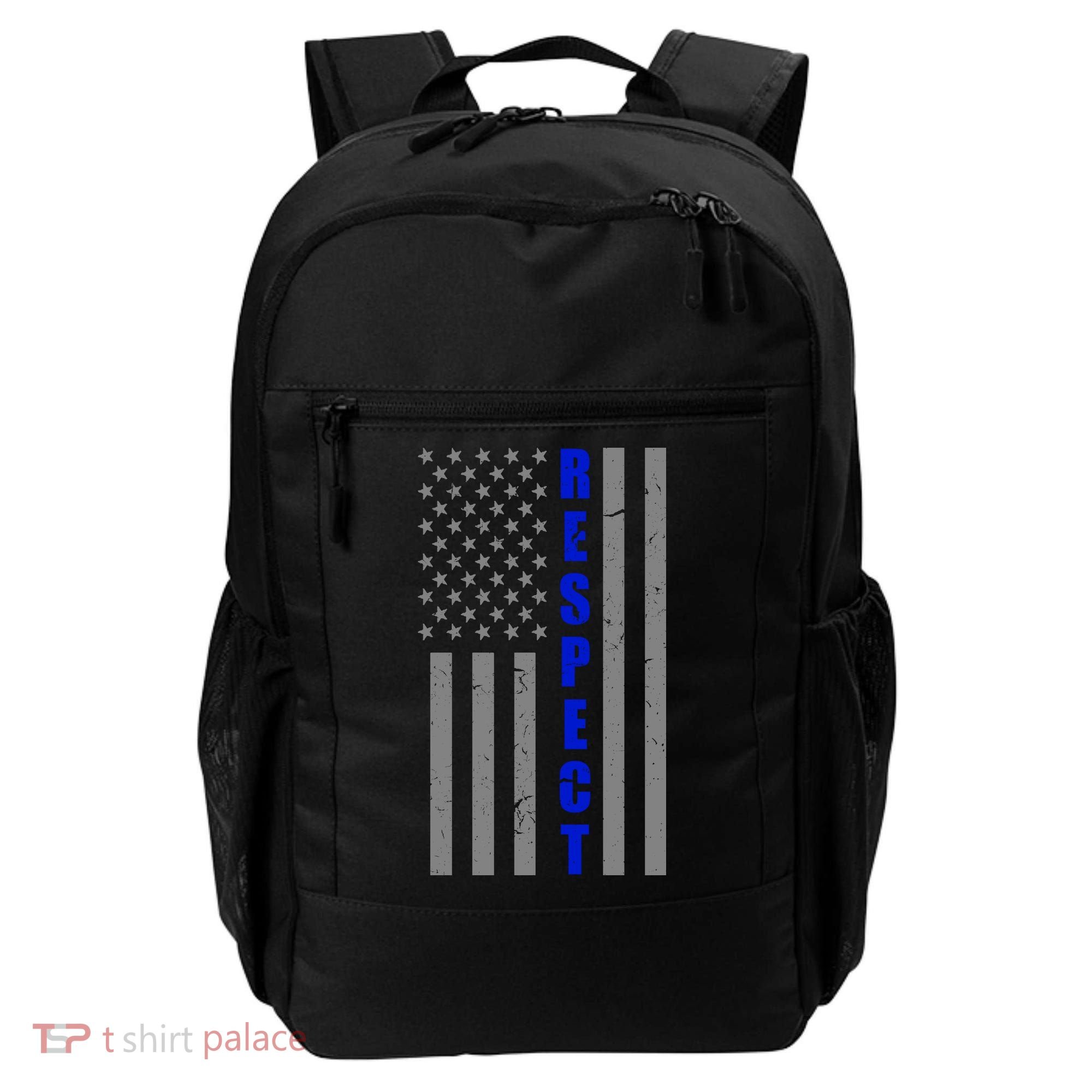 Respect The Blue Support Our Police American Flag Backpack