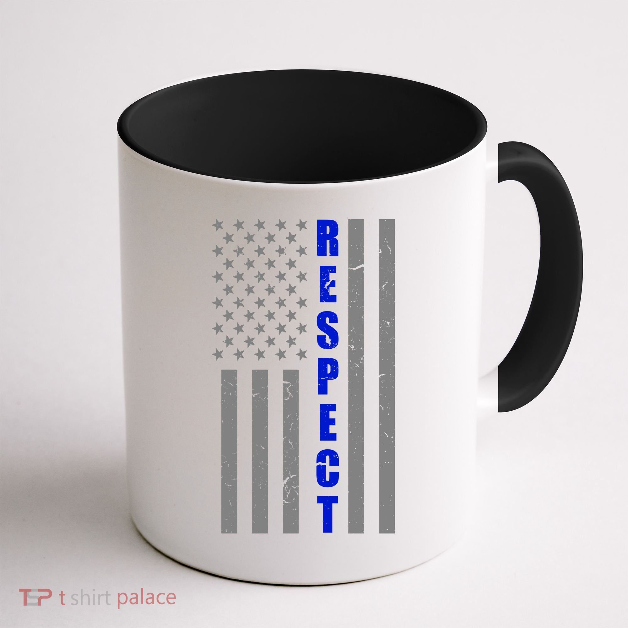 Respect The Blue Support Our Police American Flag Coffee Mug