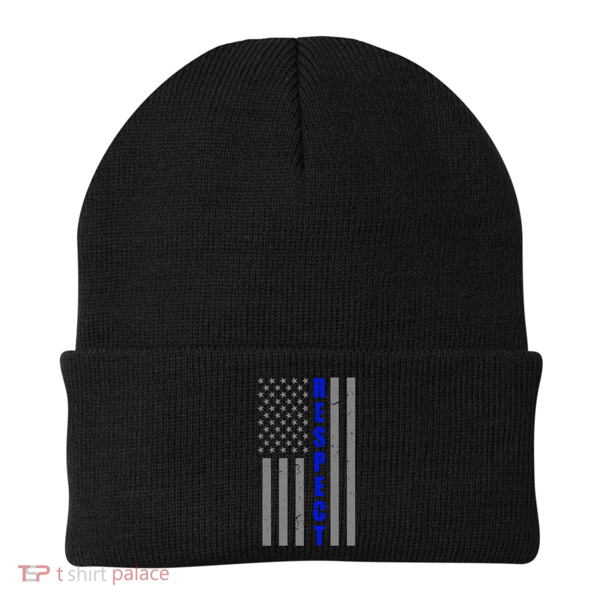 Respect The Blue Support Our Police American Flag Beanie