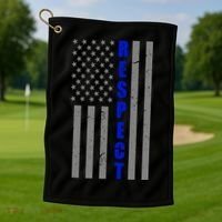 Respect The Blue Support Our Police American Flag Golf Towel thumb 1