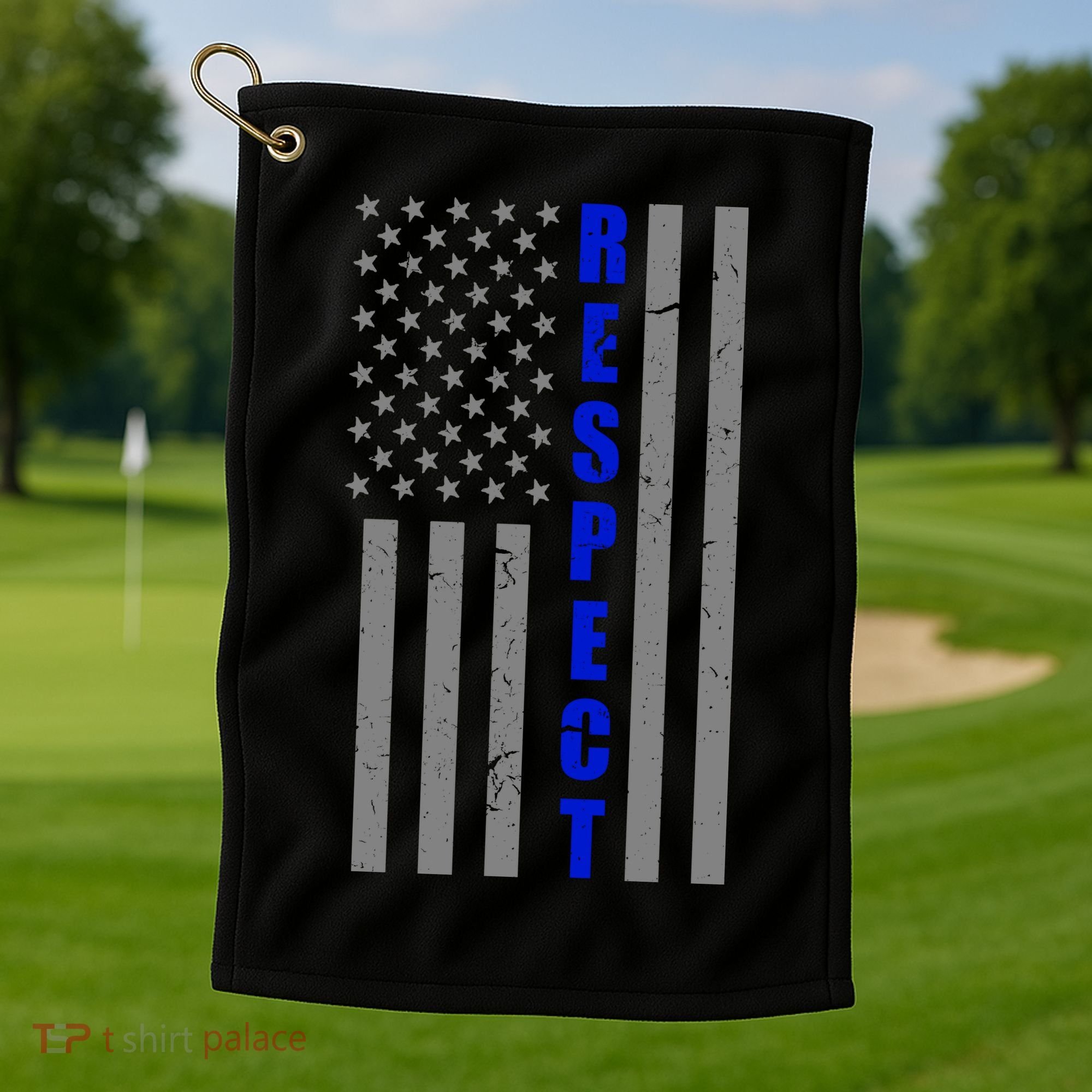 Respect The Blue Support Our Police American Flag Golf Towel