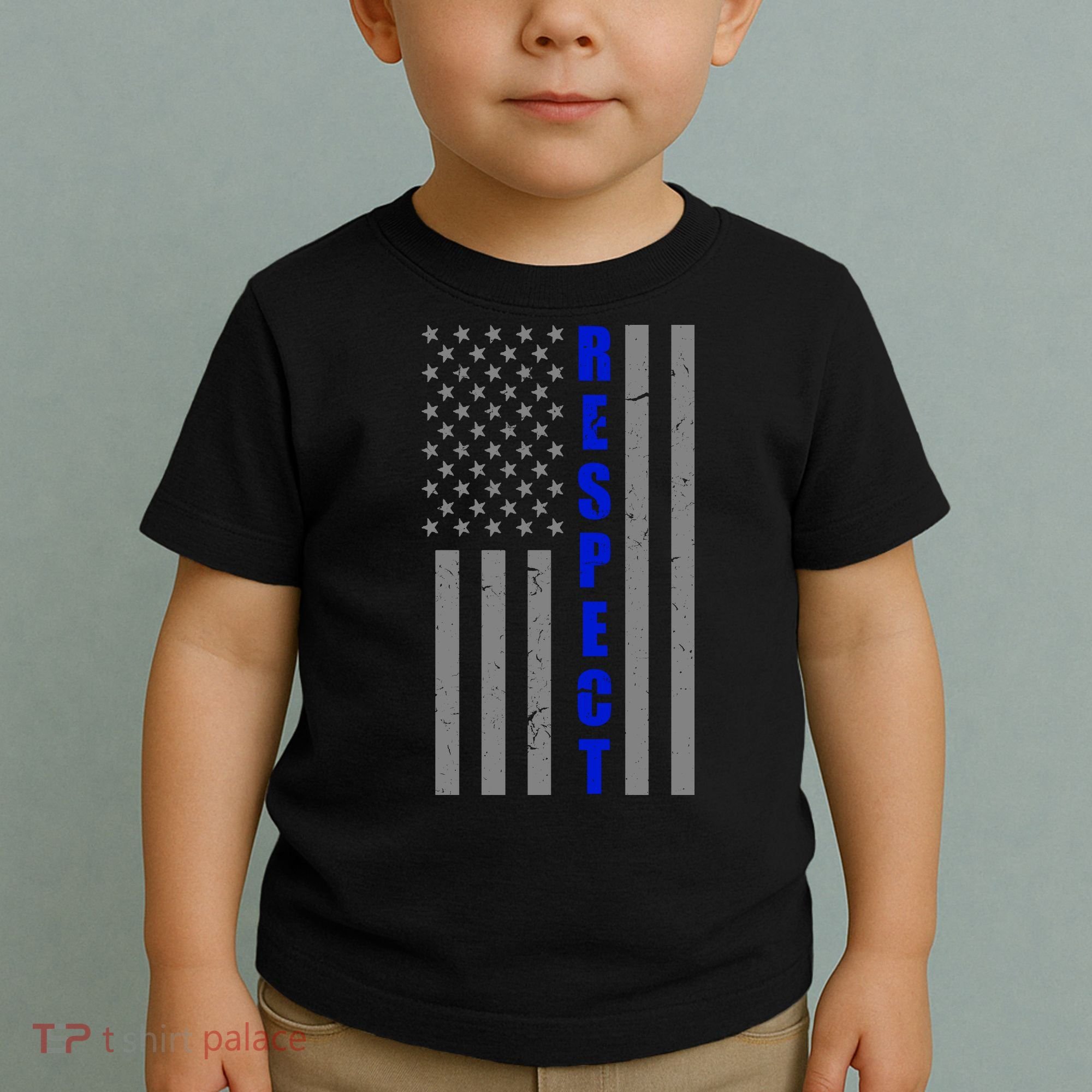 Respect The Blue Support Our Police American Flag Toddler T-Shirt