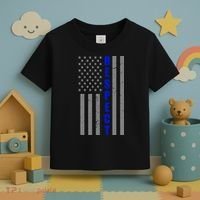 Respect The Blue Support Our Police American Flag Toddler T-Shirt thumb 3