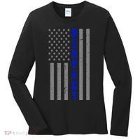 Respect The Blue Support Our Police American Flag Women's Long Sleeve Shirt thumb 0
