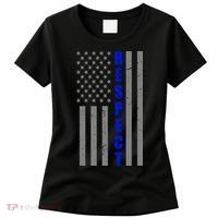 Respect The Blue Support Our Police American Flag Women's T-Shirt thumb 0