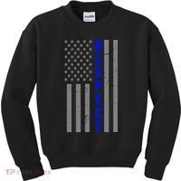 Respect The Blue Support Our Police American Flag Kids Sweatshirt thumb 0