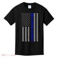 Respect The Blue Support Our Police American Flag Kids T-Shirt thumb 0