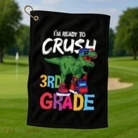 Ready To Crush Third Grade T Rex Cute 3Rd Grade Gift Golf Towel thumb 1