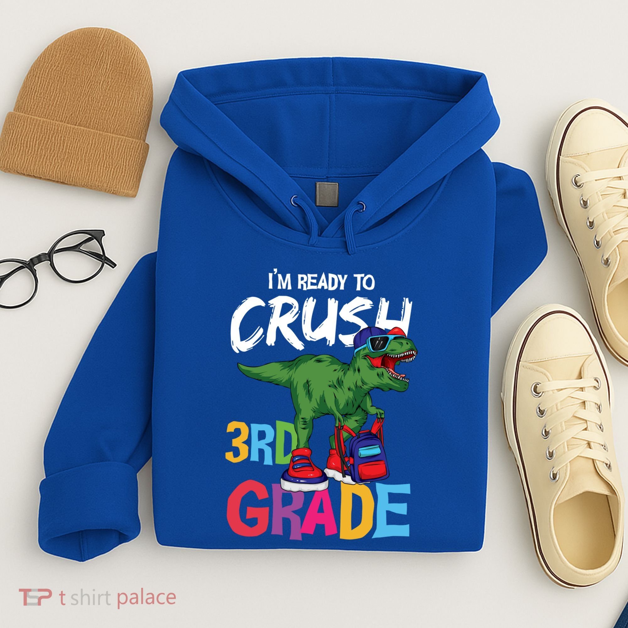 Ready To Crush Third Grade T Rex Cute 3Rd Grade Gift Hoodie