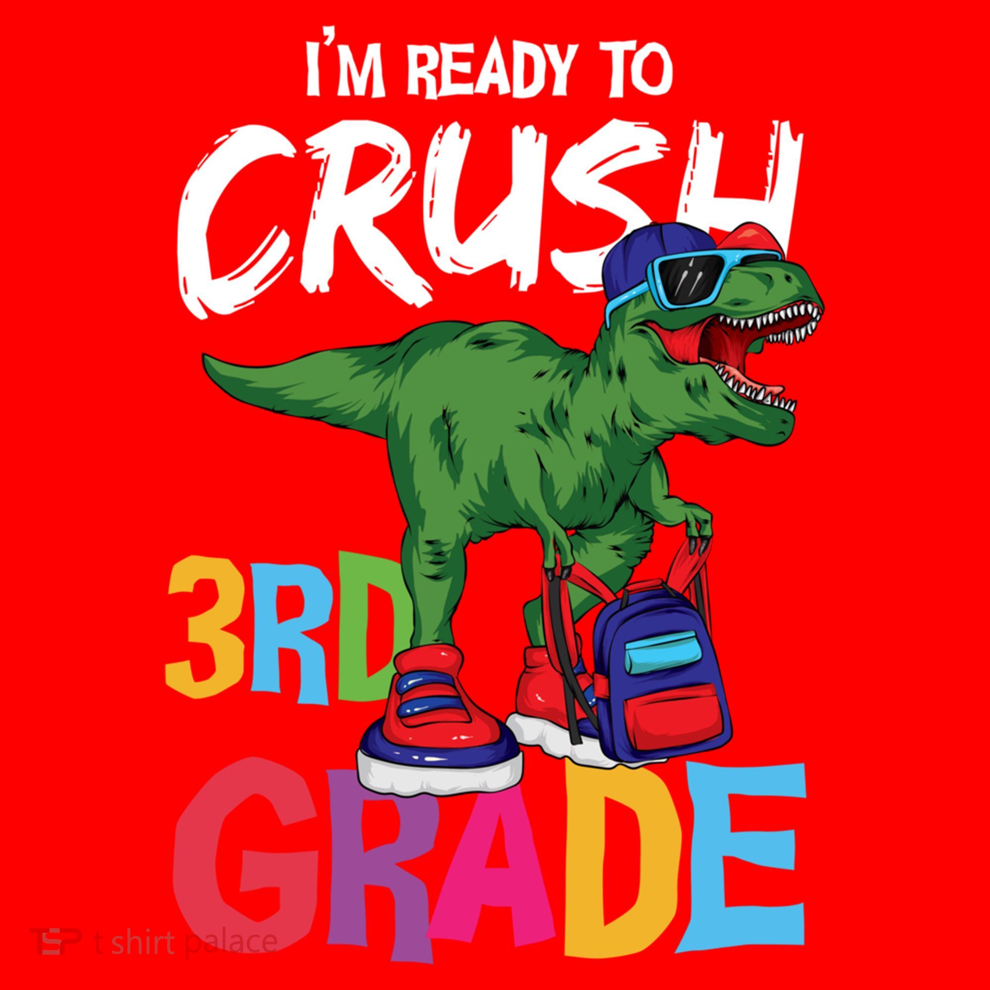 Ready To Crush Third Grade T Rex Cute 3Rd Grade Gift Santa Hat
