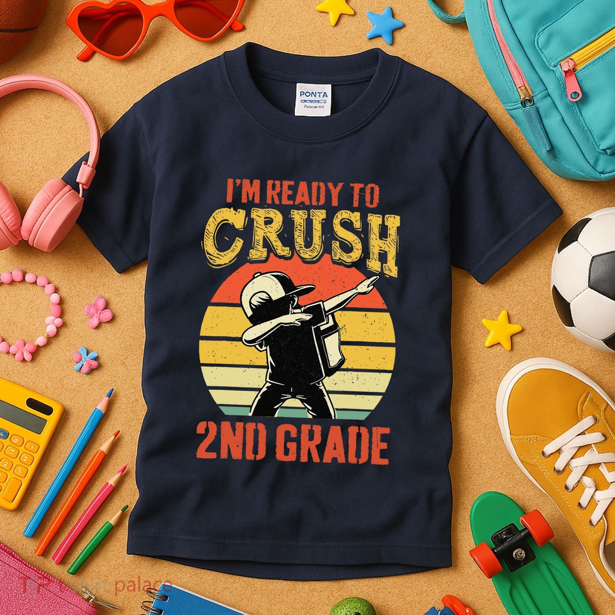 Ready To Crush Second Grade Back To School Dabbing Boy Kids T-Shirt