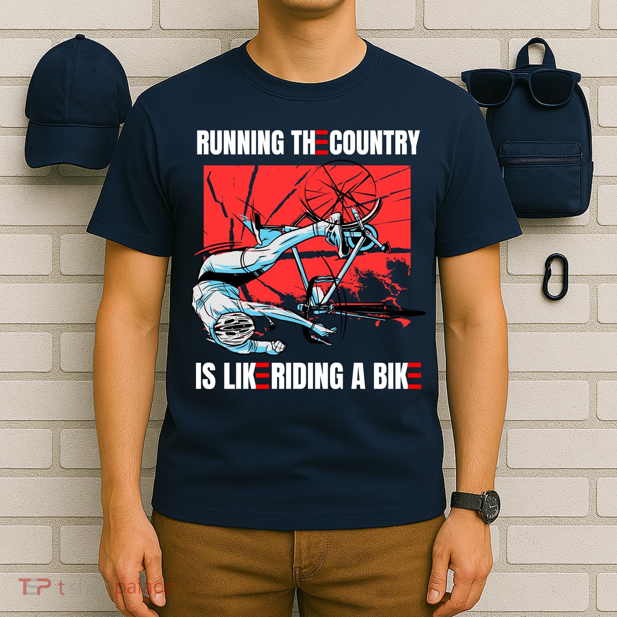 Running The Country Is Like Riding A Bike Merry 4th Of July Biden Falling T-Shirt
