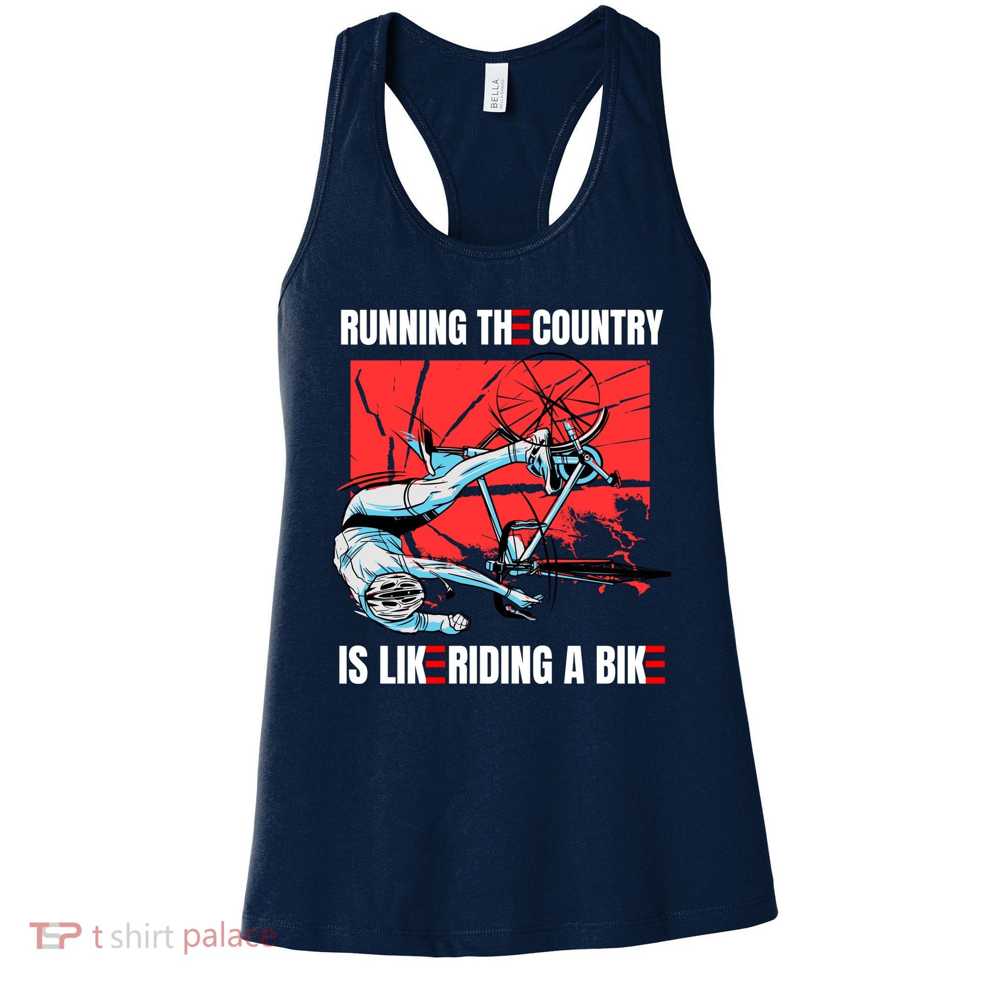 Running The Country Is Like Riding A Bike Merry 4th Of July Biden Falling Women's Tank Top