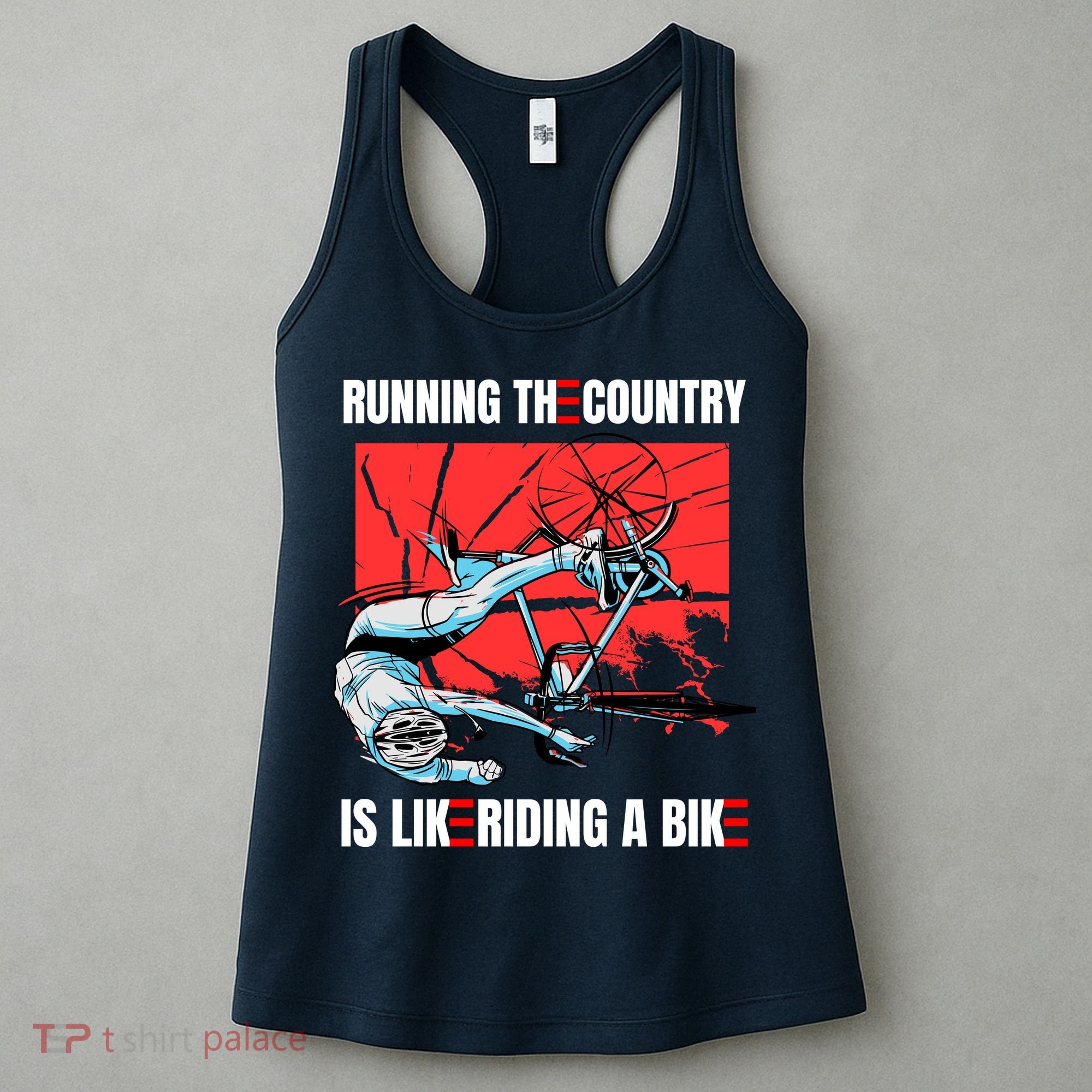 Running The Country Is Like Riding A Bike Merry 4th Of July Biden Falling Women's Tank Top