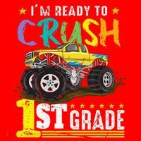 Ready To Crush 1st Grade Monster Truck First Day Of School Gift Santa Hat thumb 1