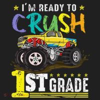 Ready To Crush 1st Grade Monster Truck First Day Of School Beanie thumb 2
