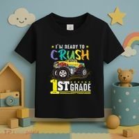 Ready To Crush 1st Grade Monster Truck First Day Of School Toddler T-Shirt thumb 3