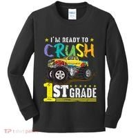 Ready To Crush 1st Grade Monster Truck First Day Of School Kids Long Sleeve Shirt thumb 0