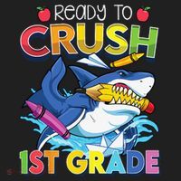Ready To Crush 1st Grade Shark Back To School Women's Sweatshirt thumb 2