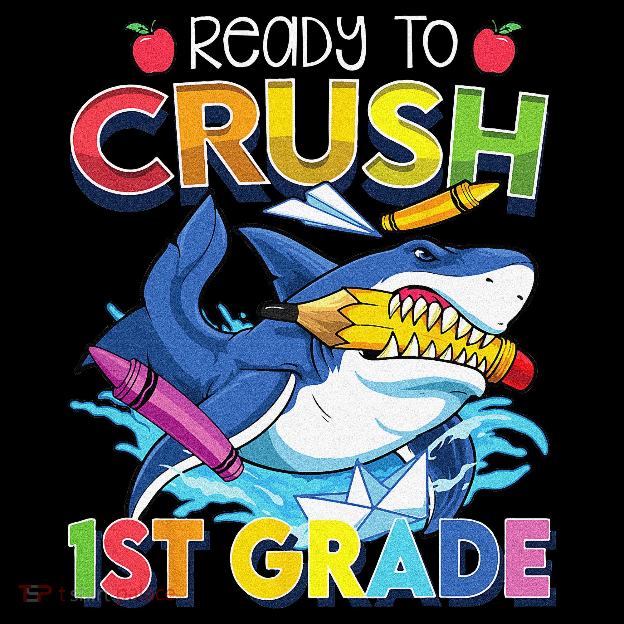 Ready To Crush 1st Grade Shark Back To School Women's Hoodie