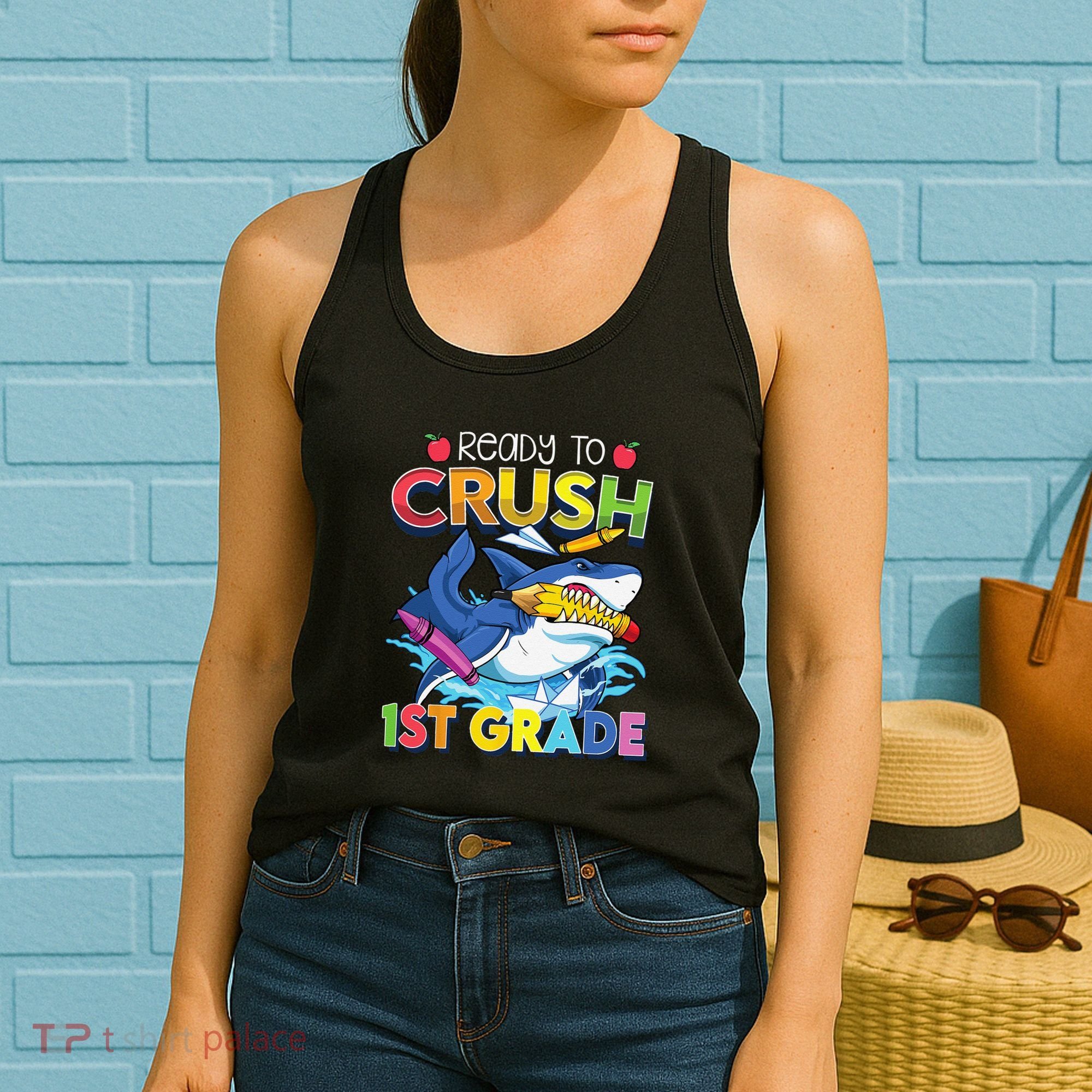 Ready To Crush 1st Grade Shark Back To School Women's Tank Top