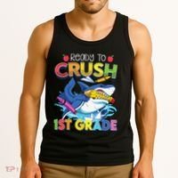 Ready To Crush 1st Grade Shark Back To School Tank Top thumb 3