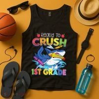 Ready To Crush 1st Grade Shark Back To School Tank Top thumb 4