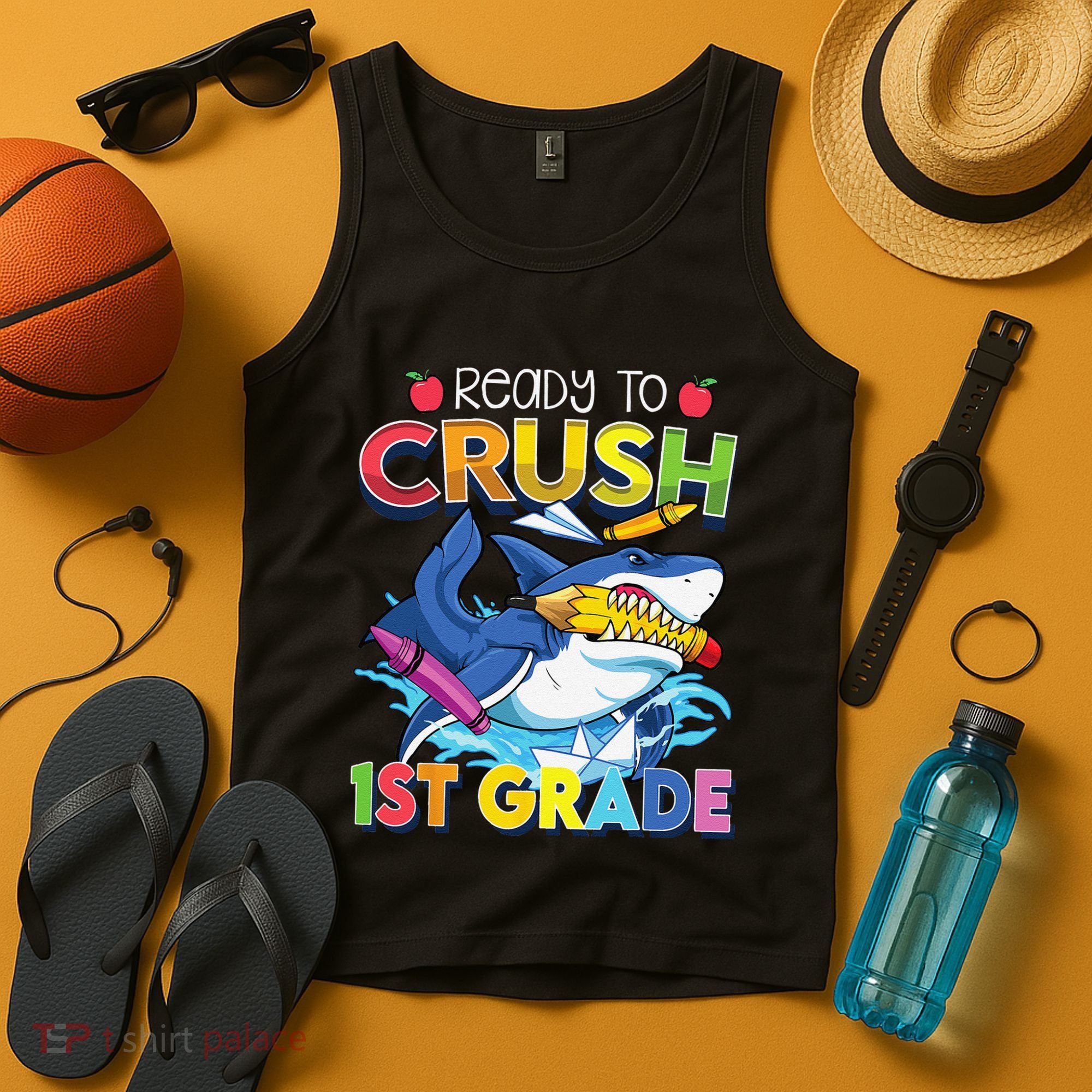 Ready To Crush 1st Grade Shark Back To School Tank Top