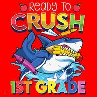 Ready To Crush 1st Grade Shark Back To School Santa Hat thumb 1
