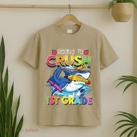 Ready To Crush 1st Grade Shark Back To School T-Shirt thumb 2