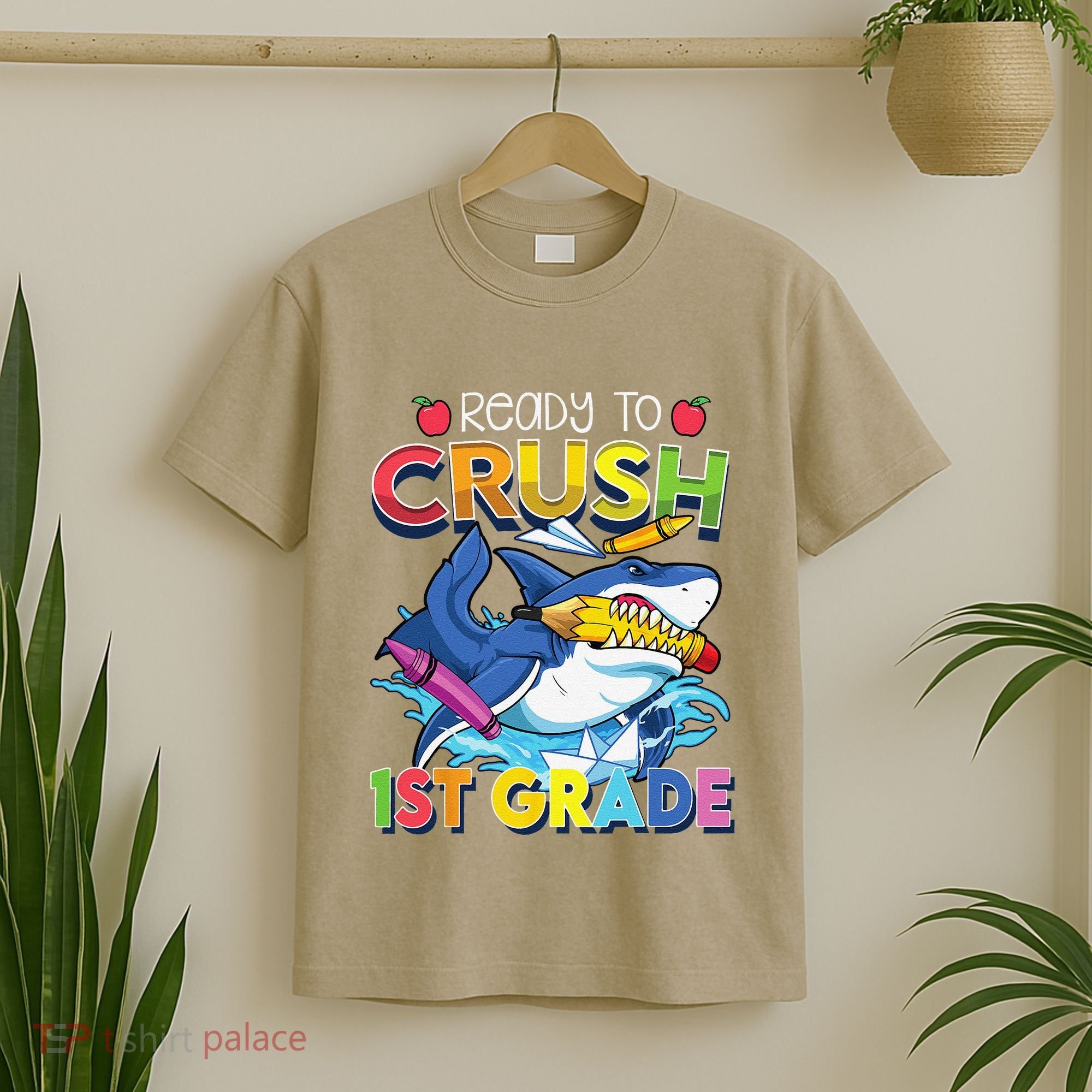 Ready To Crush 1st Grade Shark Back To School T-Shirt