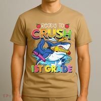 Ready To Crush 1st Grade Shark Back To School T-Shirt thumb 3