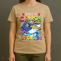 Ready To Crush 1st Grade Shark Back To School T-Shirt thumb 4