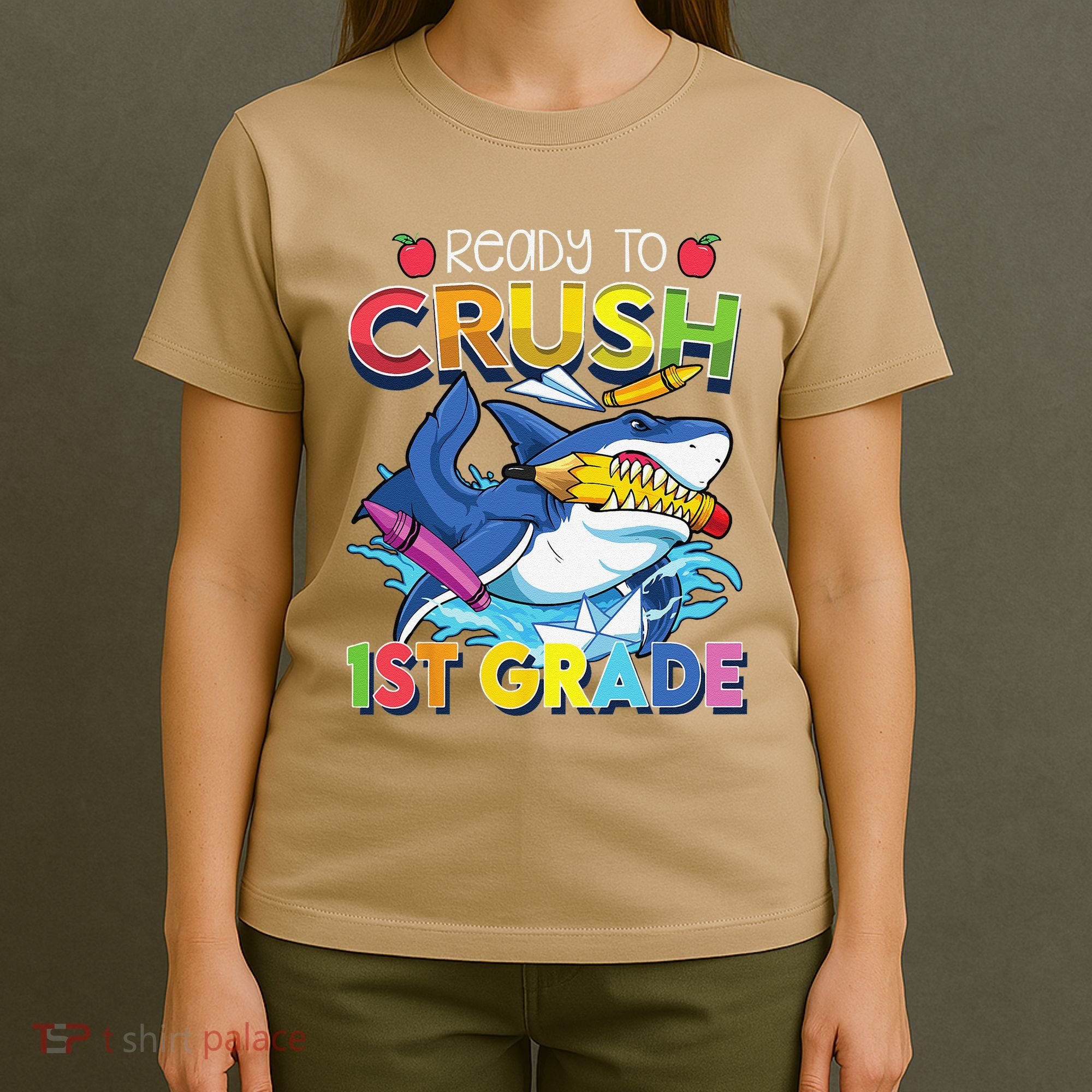 Ready To Crush 1st Grade Shark Back To School T-Shirt