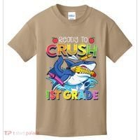 Ready To Crush 1st Grade Shark Back To School Kids T-Shirt thumb 0