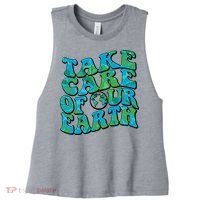 Retro Take Care Of Our Earth Celebrate Earth Day Women's Racerback Cropped Tank thumb 0