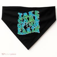 Retro Take Care Of Our Earth Celebrate Earth Day USA-Made Doggie Bandana thumb 0